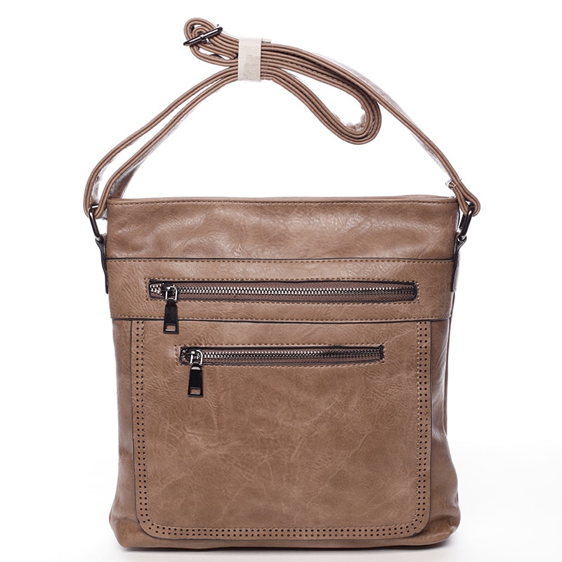Moderní střední crossbody kabelka taupe - Delami Karlie taupe