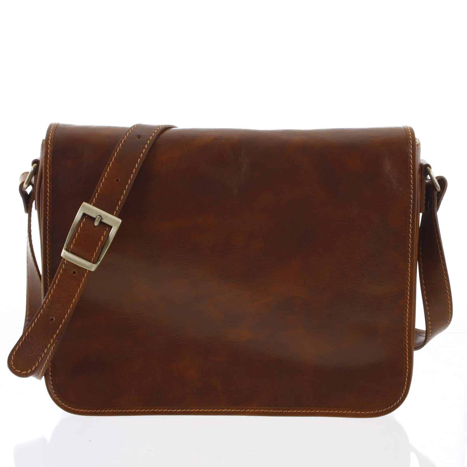 Větší pracovní kožená taška antukově hnědá - ItalY Equado Achilles hnědá