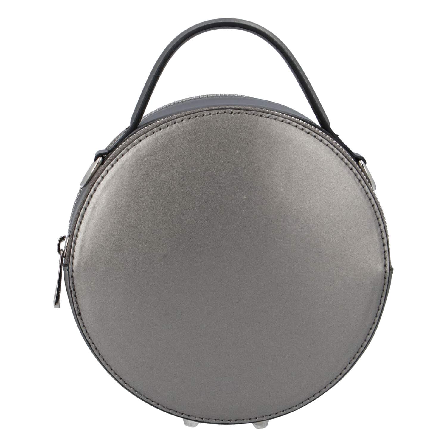 Malá tmavě stříbrná elegantní dámská kožená kabelka - ItalY Husna stříbrná