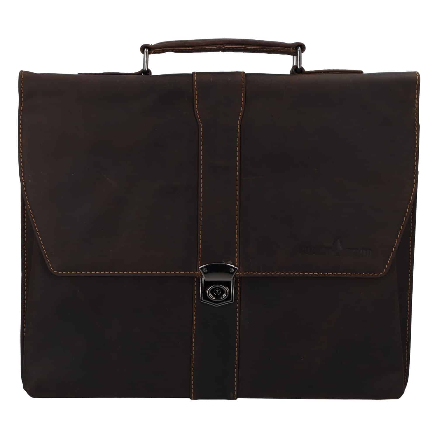 Velká pánská kožená aktovka tmavě hnědá - Greenwood Heart hnědá