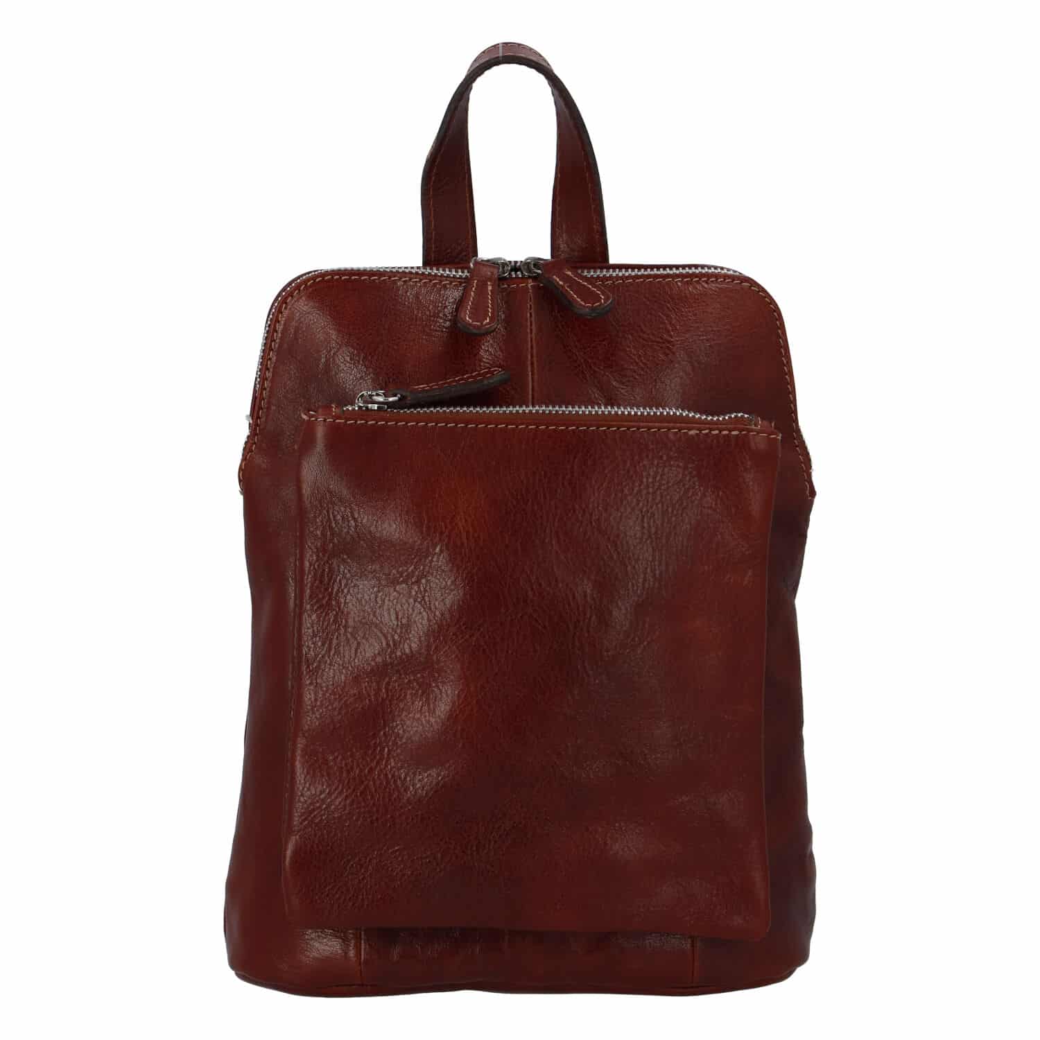 Dámský kožený batůžek kabelka hnědý - ItalY Englis hnědá