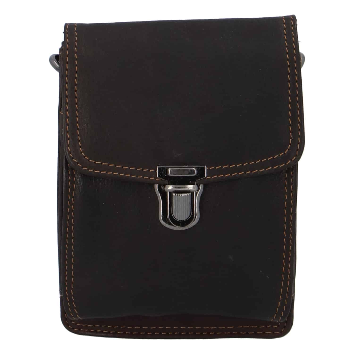 Luxusní pánská kožená kapsa na opasek tmavě hnědá - Greenwood Surprise hnědá