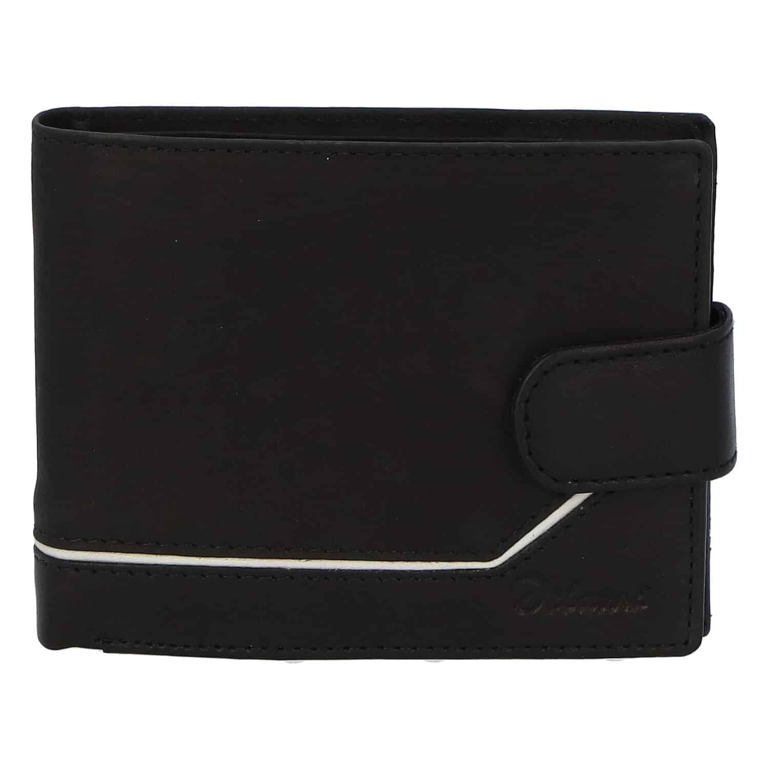 Pánská kožená peněženka černá - Delami Kabul černo/bílá