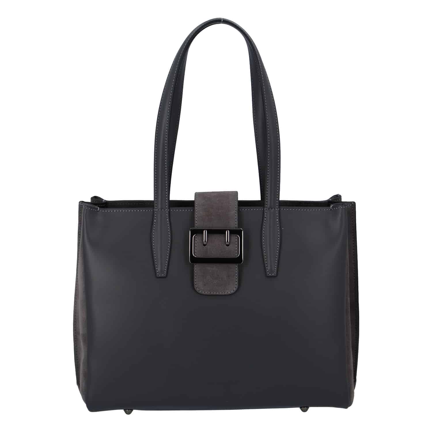 Dámská kožená kabelka přes rameno tmavě šedá - ItalY Driada šedá