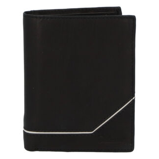 Pánská kožená peněženka černá - Delami Maast černo/bílá