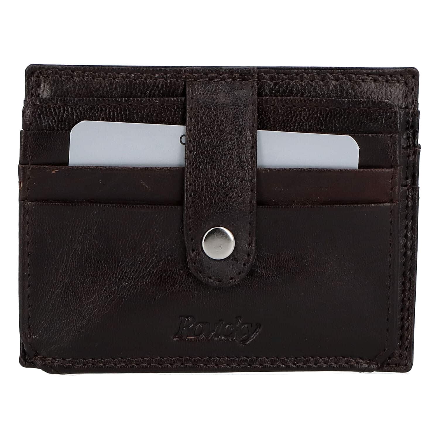 Kožená peněženka na kreditní karty tmavě hnědá - Rovicky N1367 hnědá