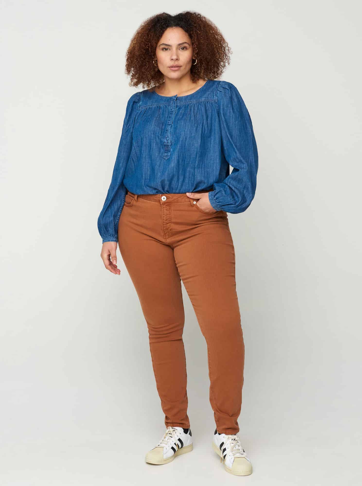 Zizzi hnědé skinny fit kalhoty