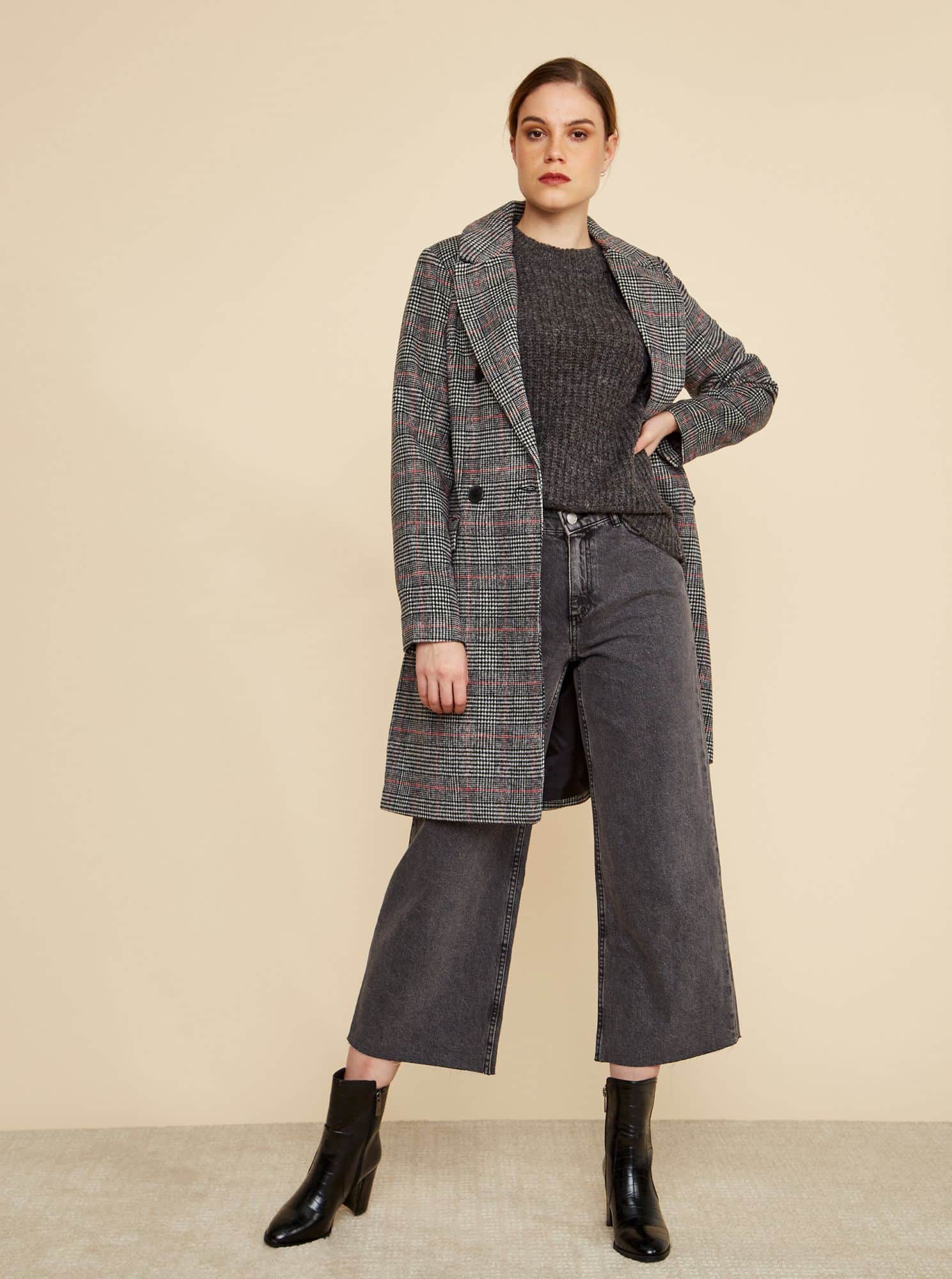 ZOOT šedý kostkovaný kabát Gabrielle