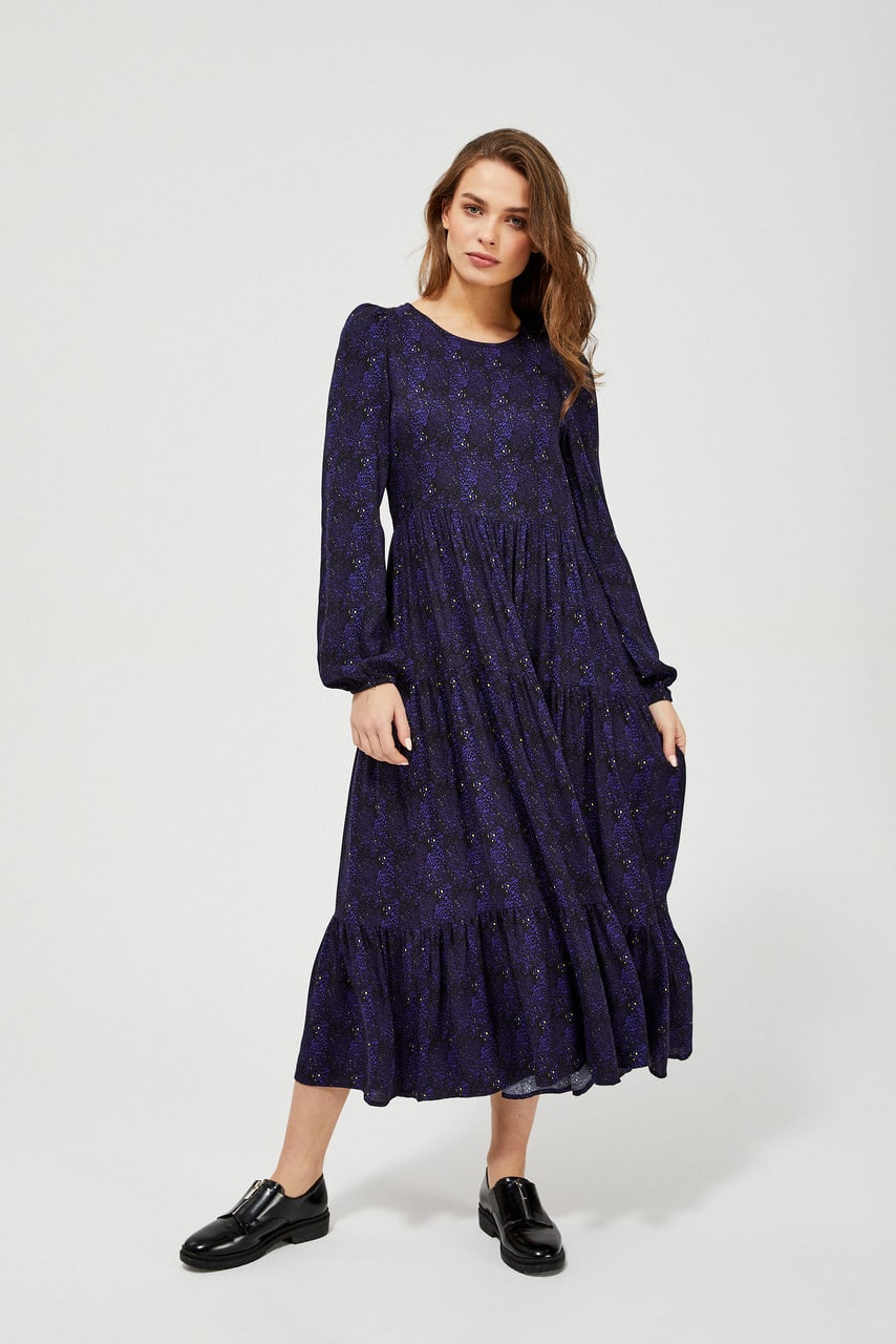 Moodo temně modré maxi šaty