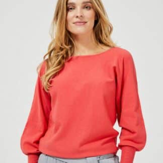 Moodo korálový svetr s výstřihem na zádech