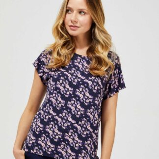 Moodo modré tričko s květinovým motivem