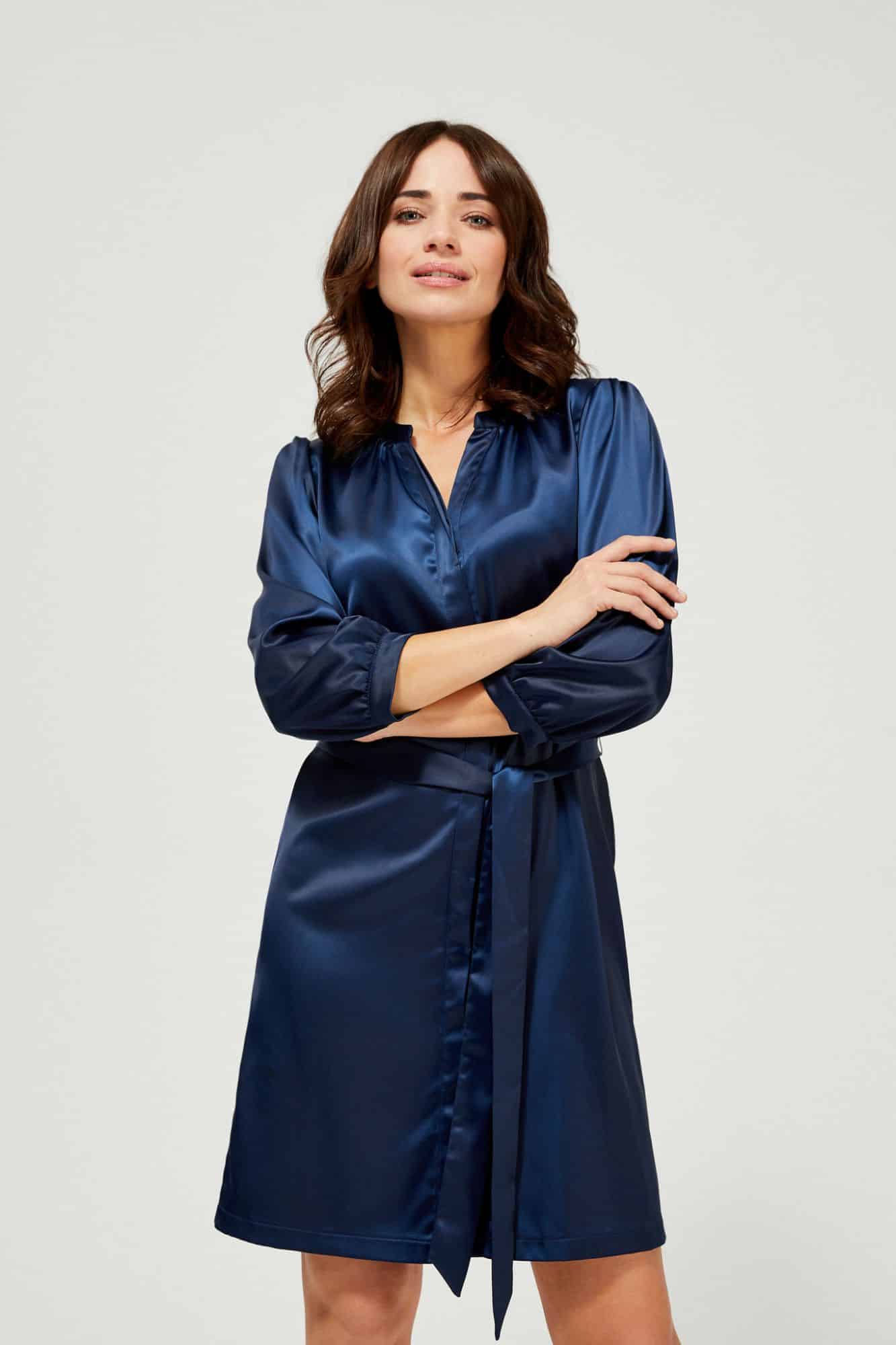 Moodo modré saténové šaty