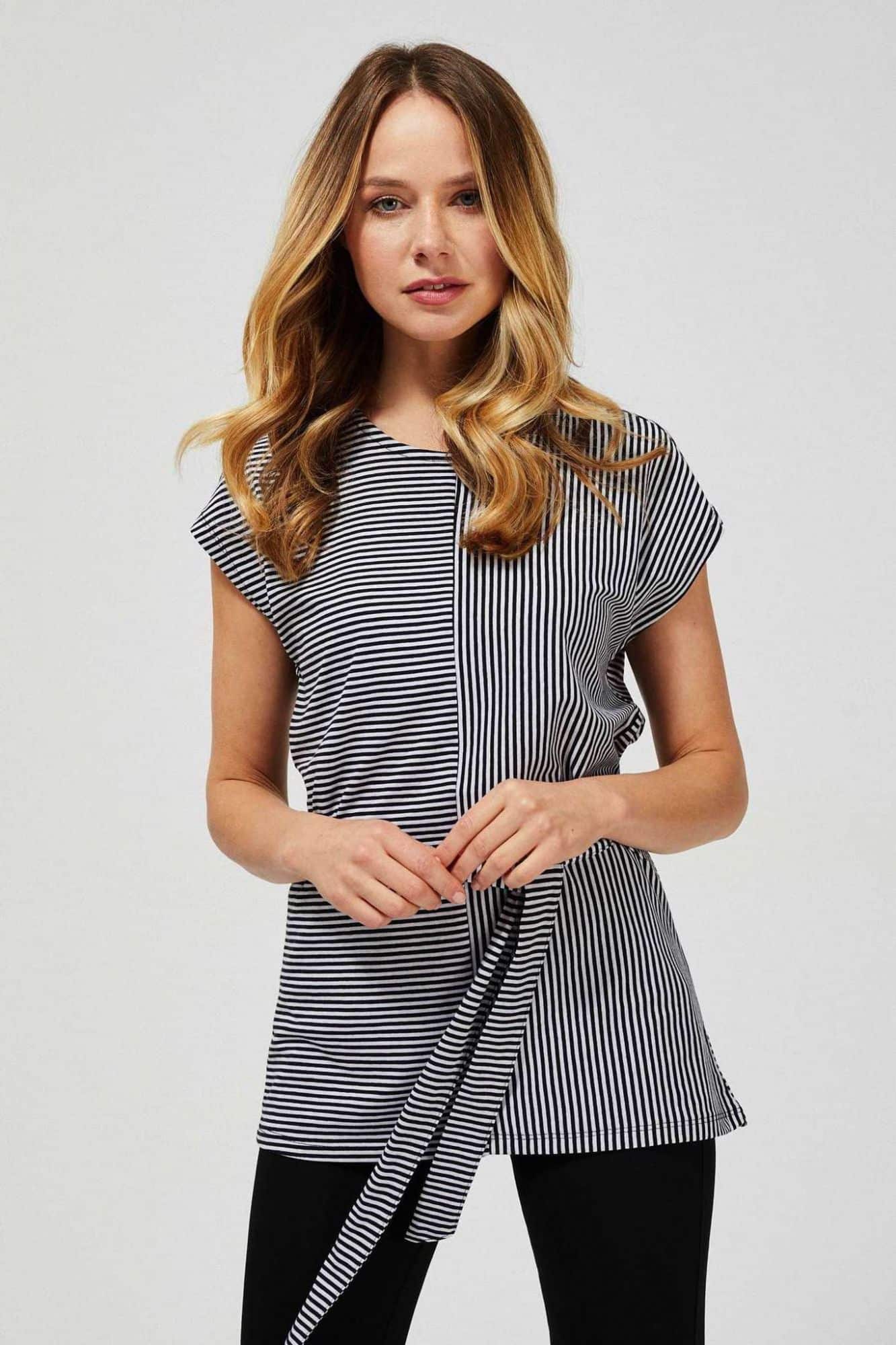 Moodo proužkované tričko s vázáním