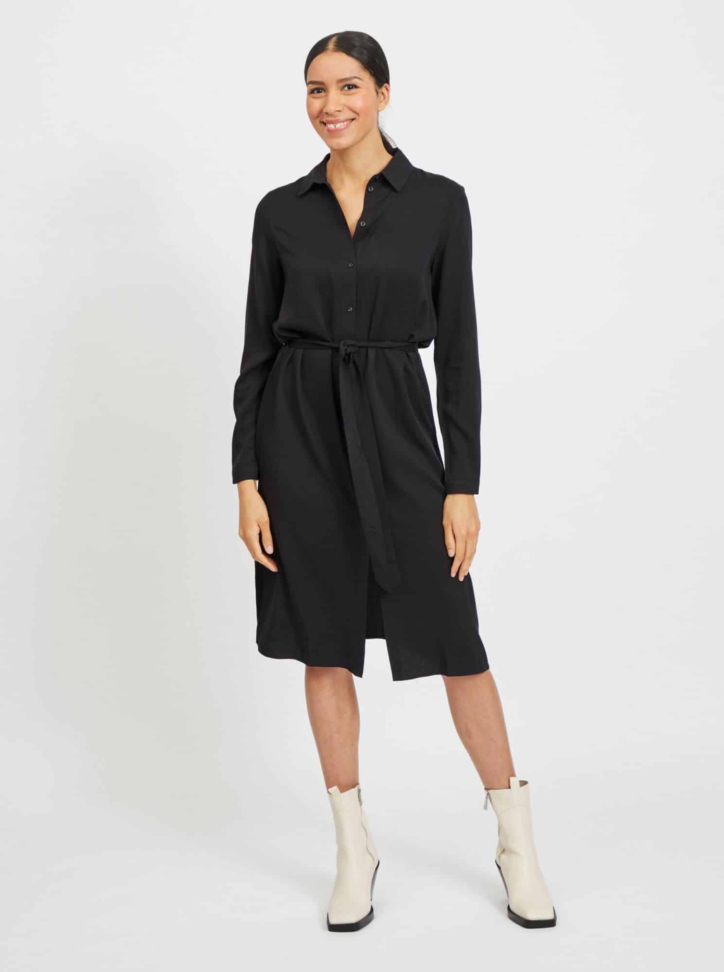 Vila černé košilové šaty