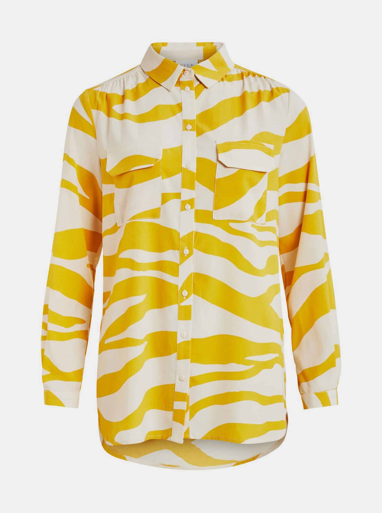 Vila krémovo-žlutá vzorovaná košile Omina