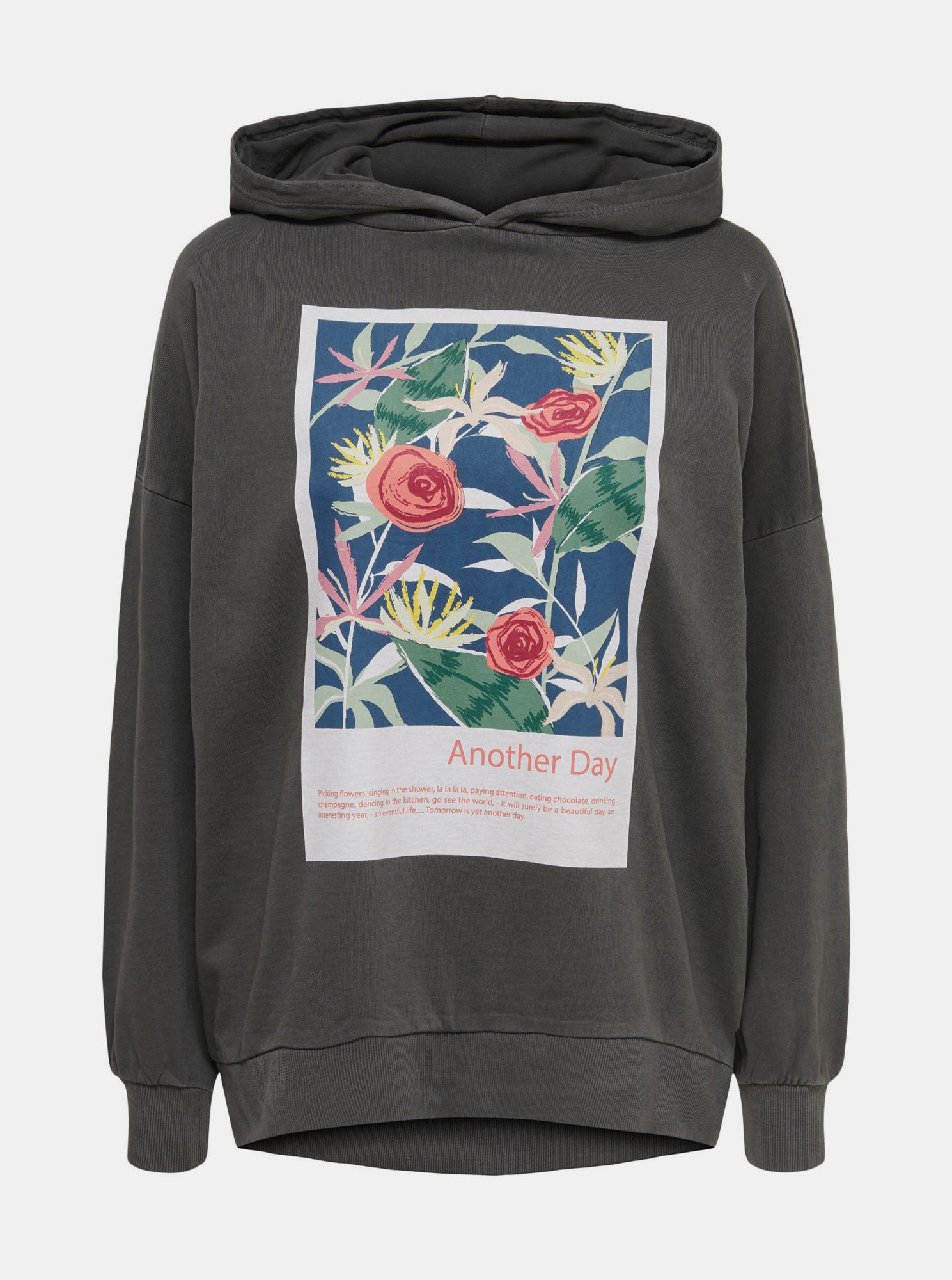 Jacqueline de Yong tmavě šedá dámská mikina Napoleon s kapucí