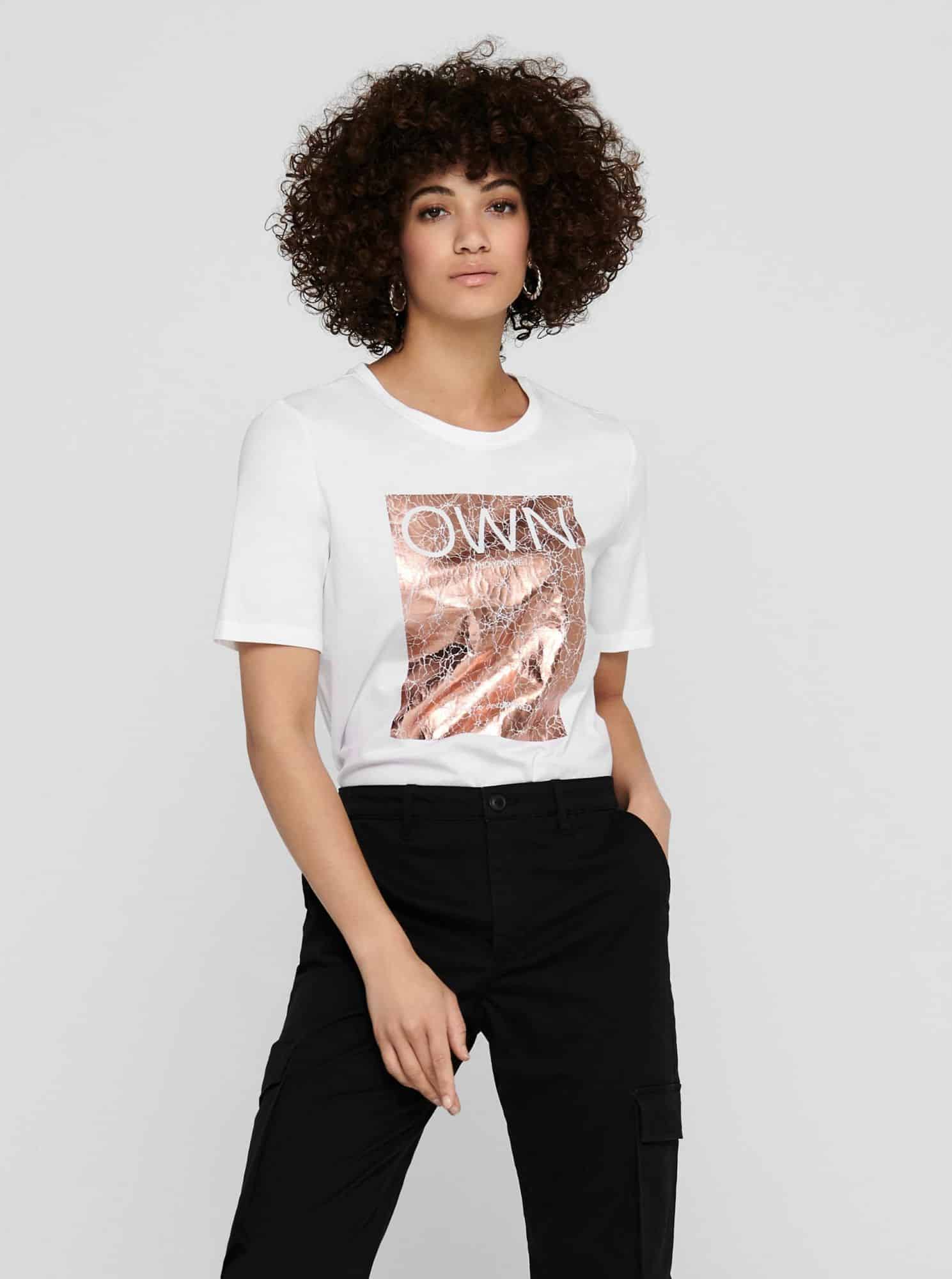 Only bílé dámské tričko Ivy s potiskem