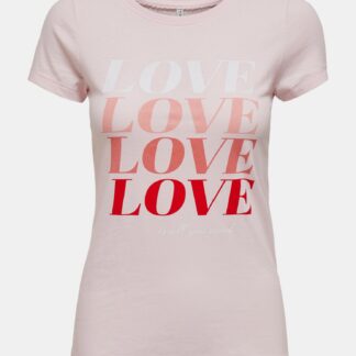 Only růžové dámské tričko Love s potiskem
