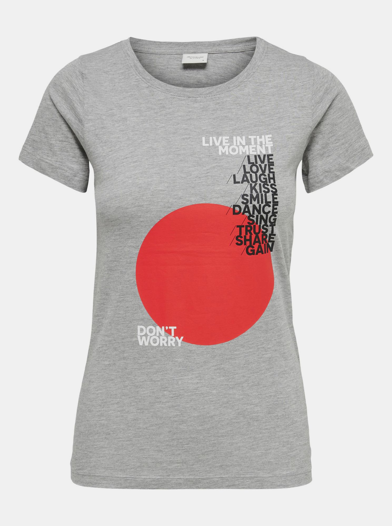 Jacqueline de Yong šedé dámské tričko Chicago s potiskem