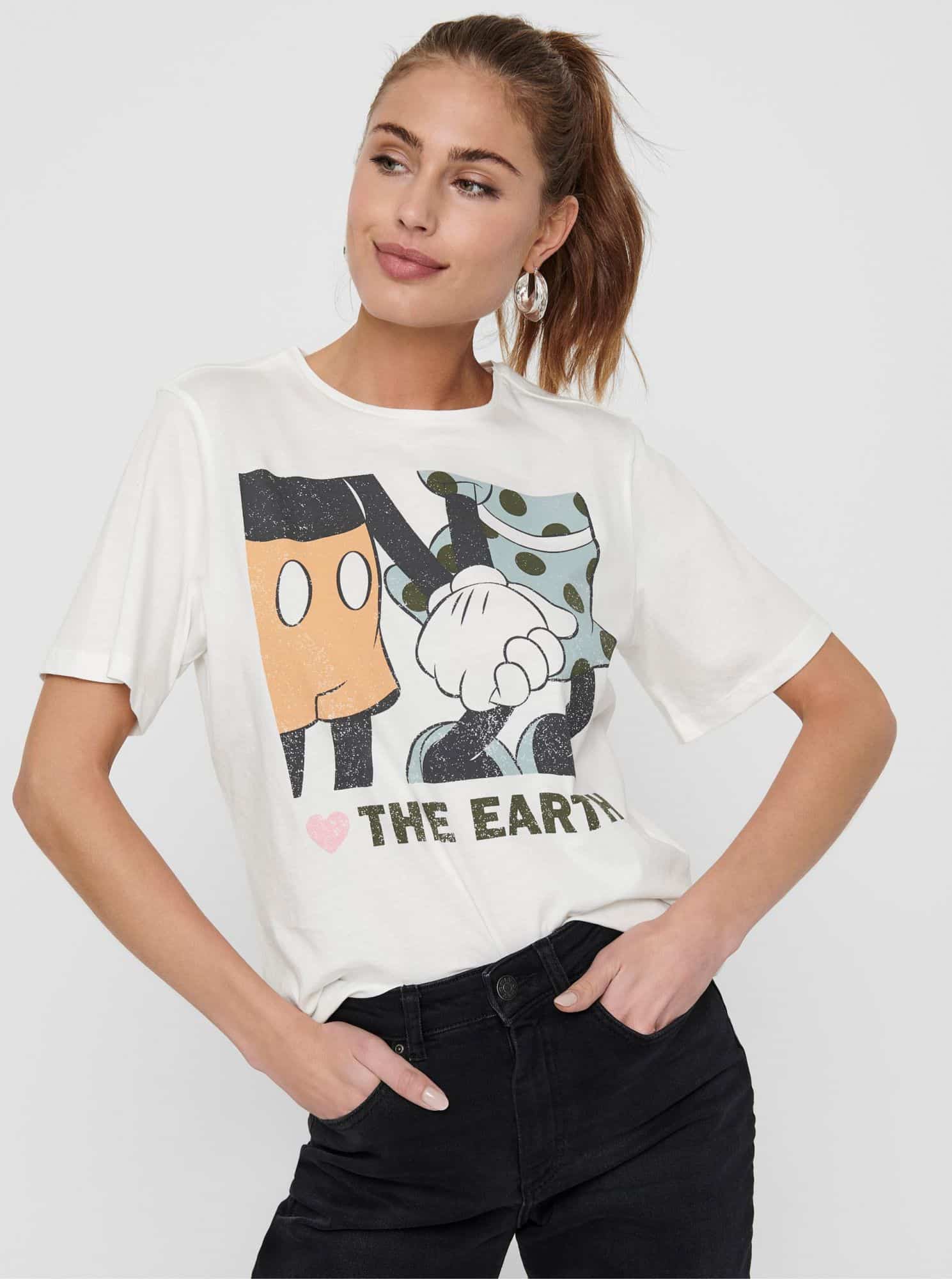 Jacqueline de Yong bílé dámské tričko Nina s potiskem