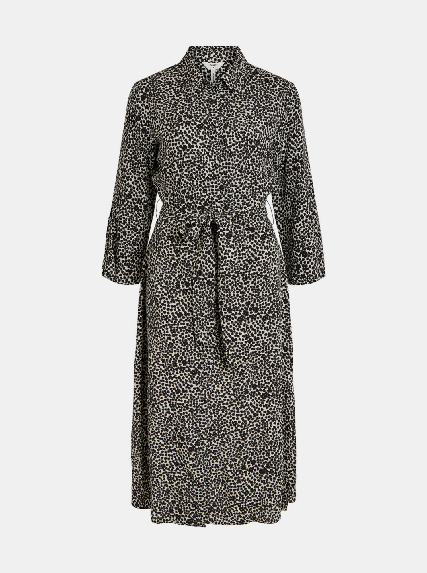 .OBJECT černé košilové midi šaty se vzory