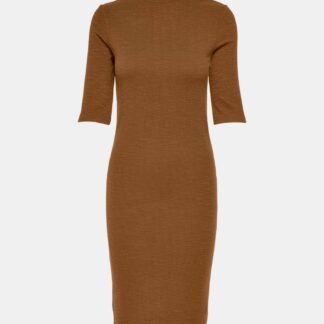 Only hnědé pouzdrové midi šaty Joanna