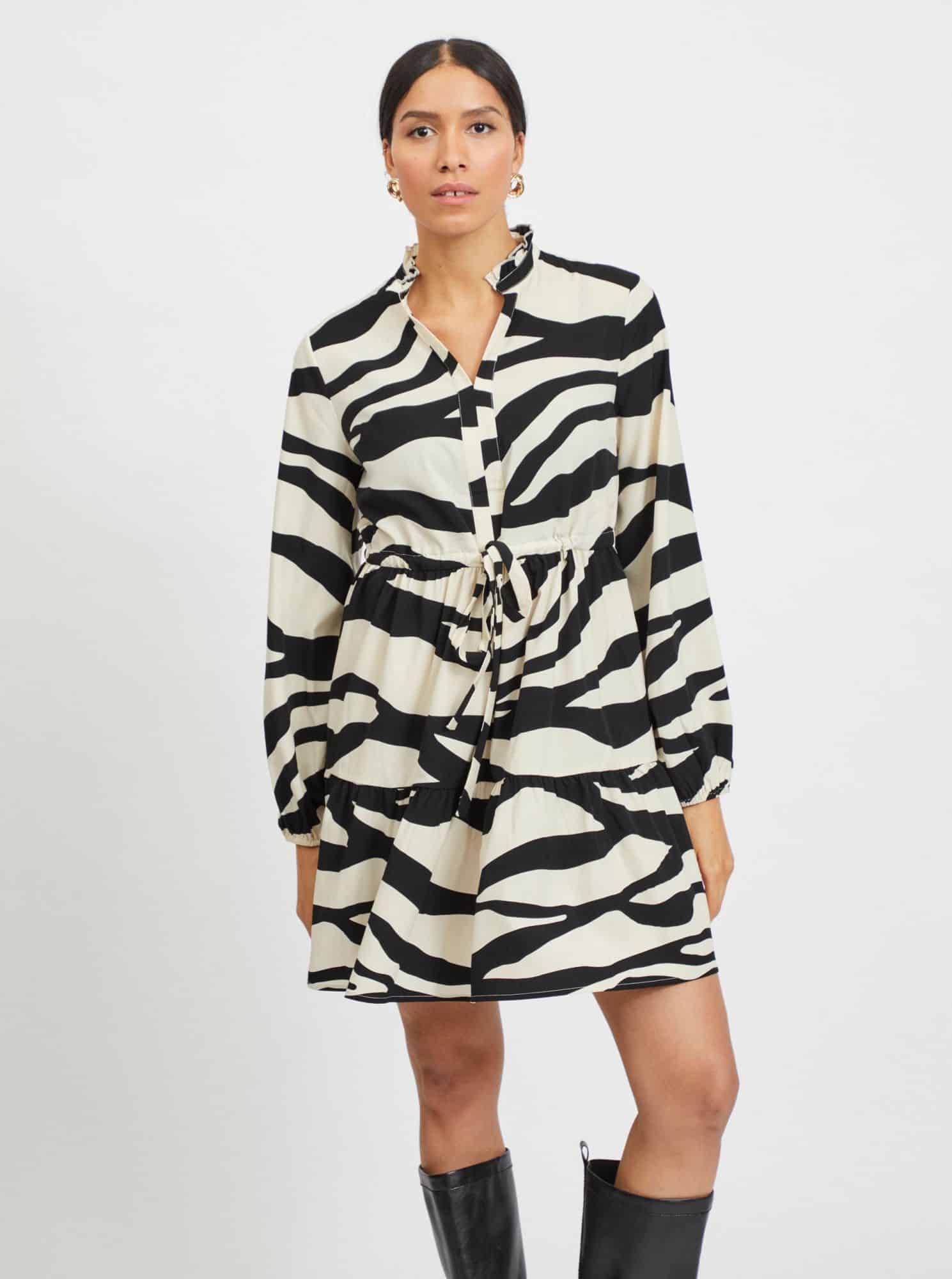 Vila černo-krémové šaty Omina