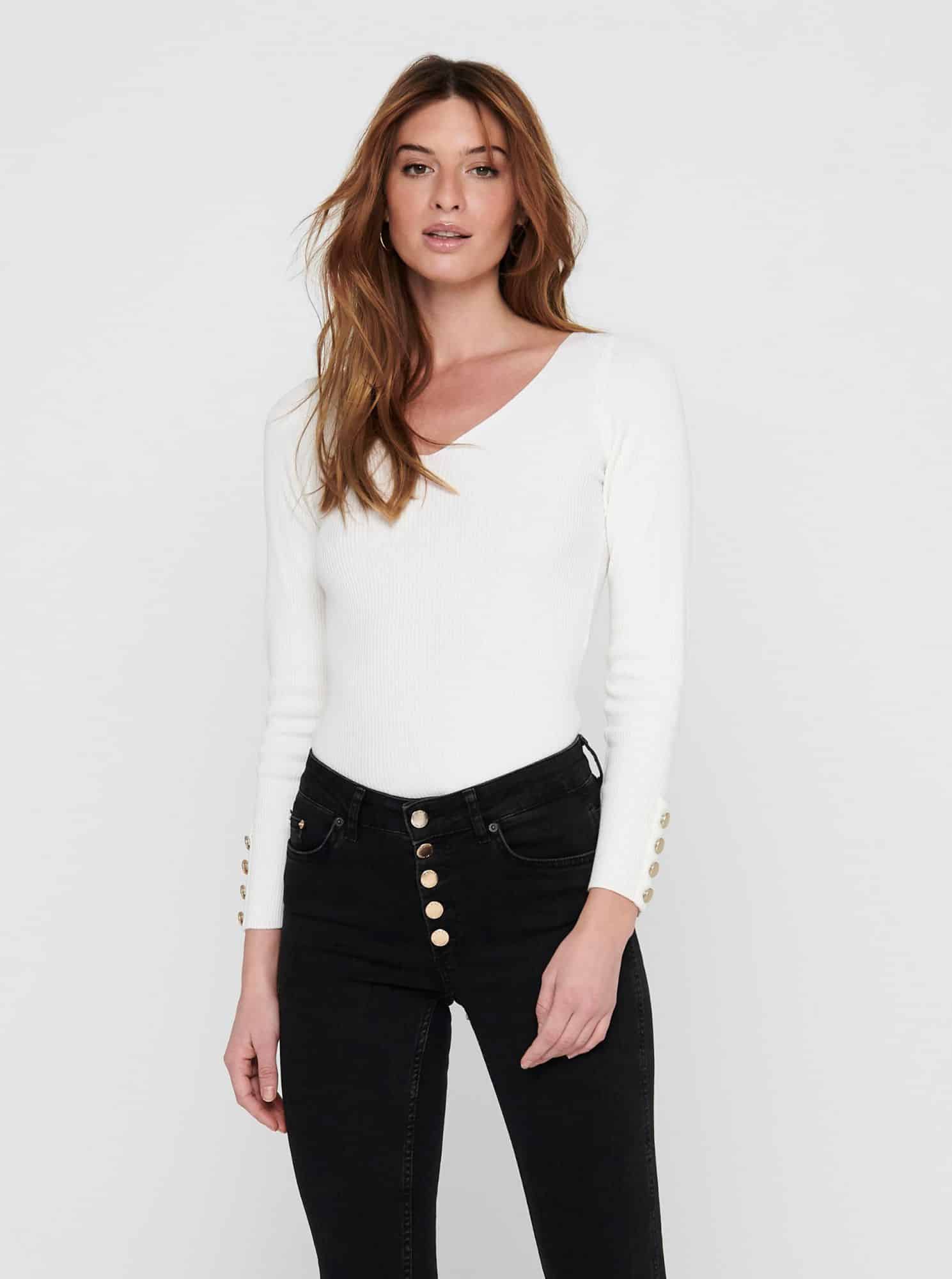 Jacqueline de Yong bílý dámský svetr Plum