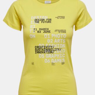 Jacqueline de Yong žluté dámské tričko Chicago s potiskem