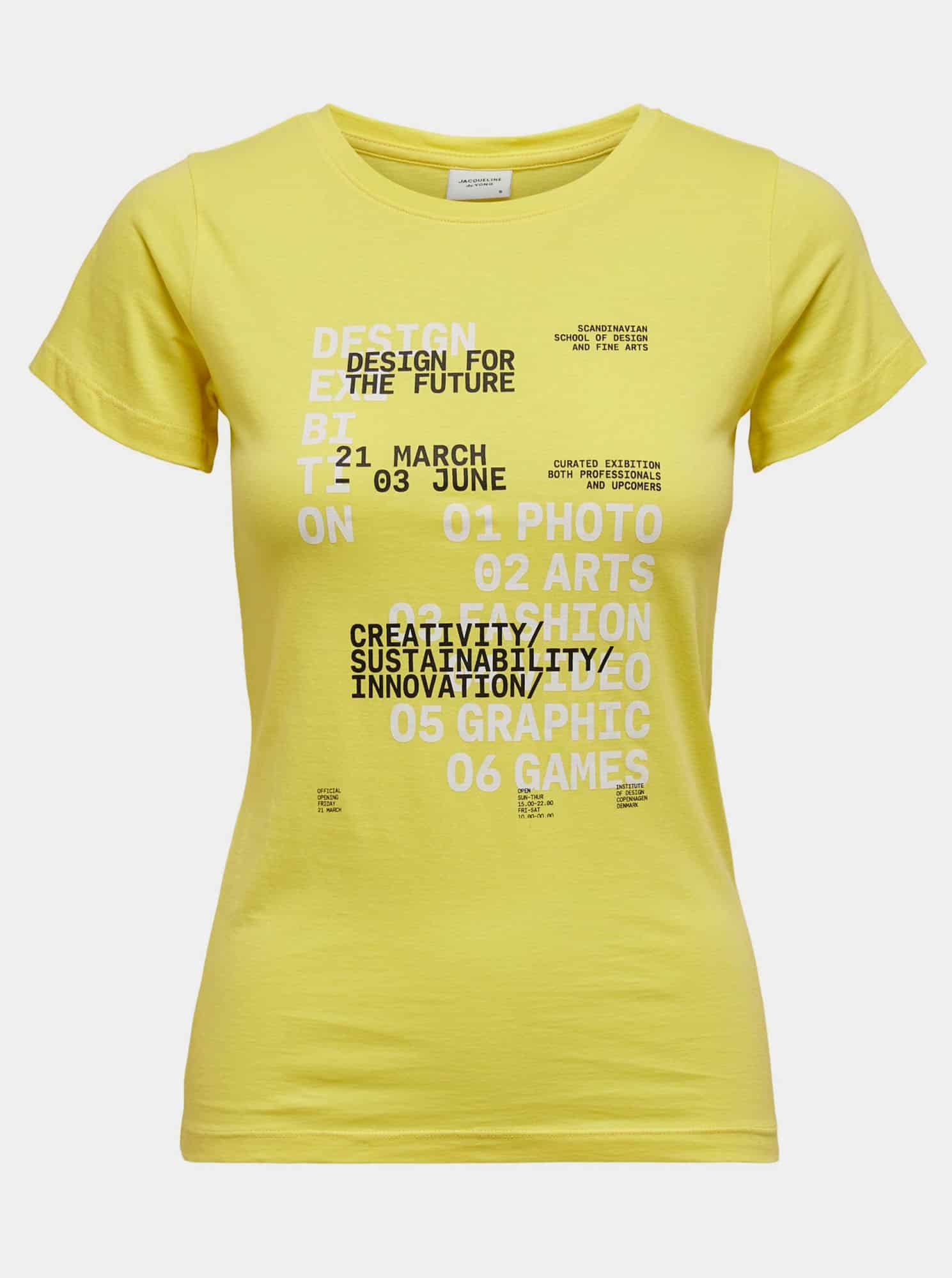 Jacqueline de Yong žluté dámské tričko Chicago s potiskem