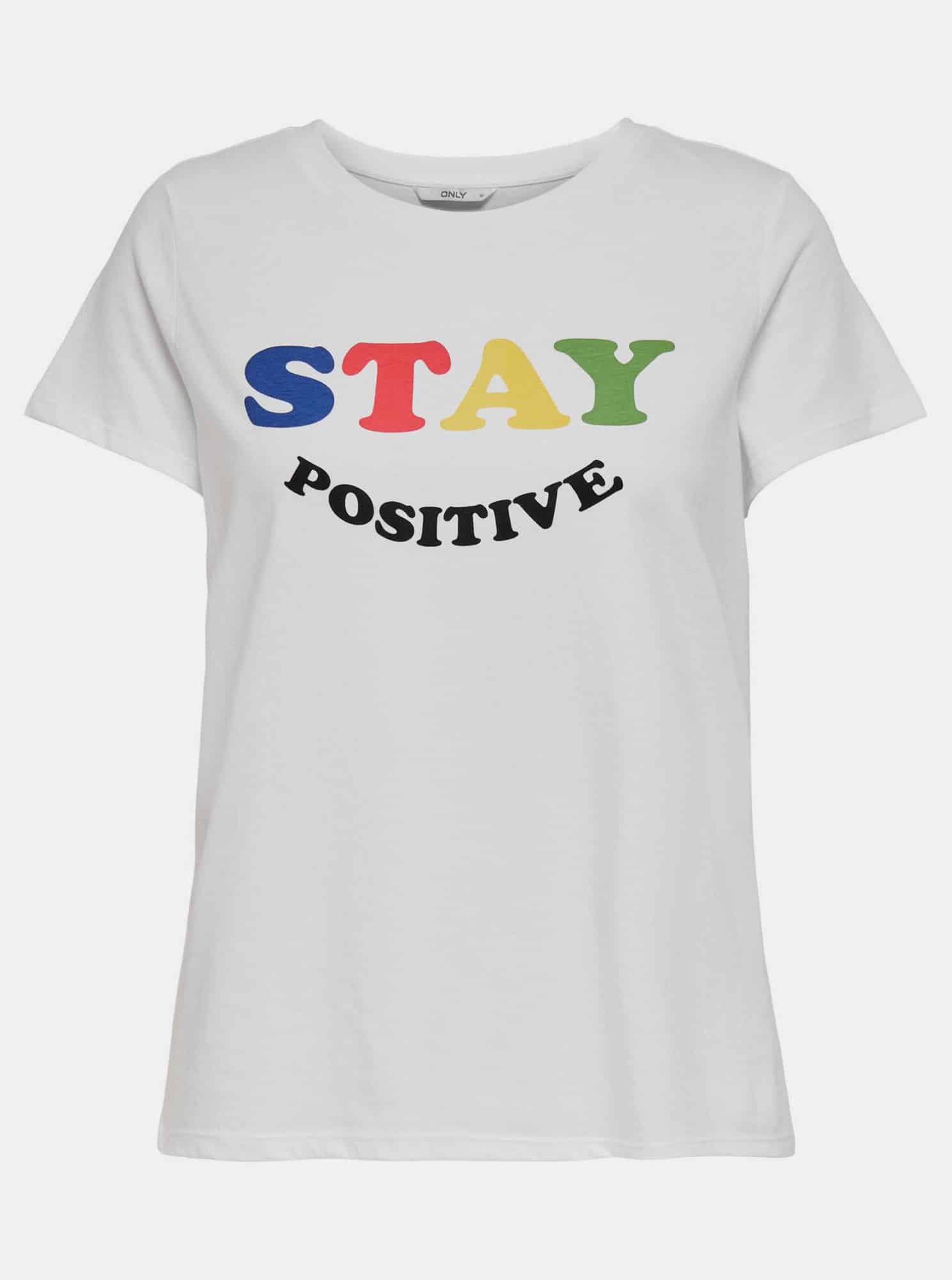 Only bílé dámské tričko Happy s potiskem