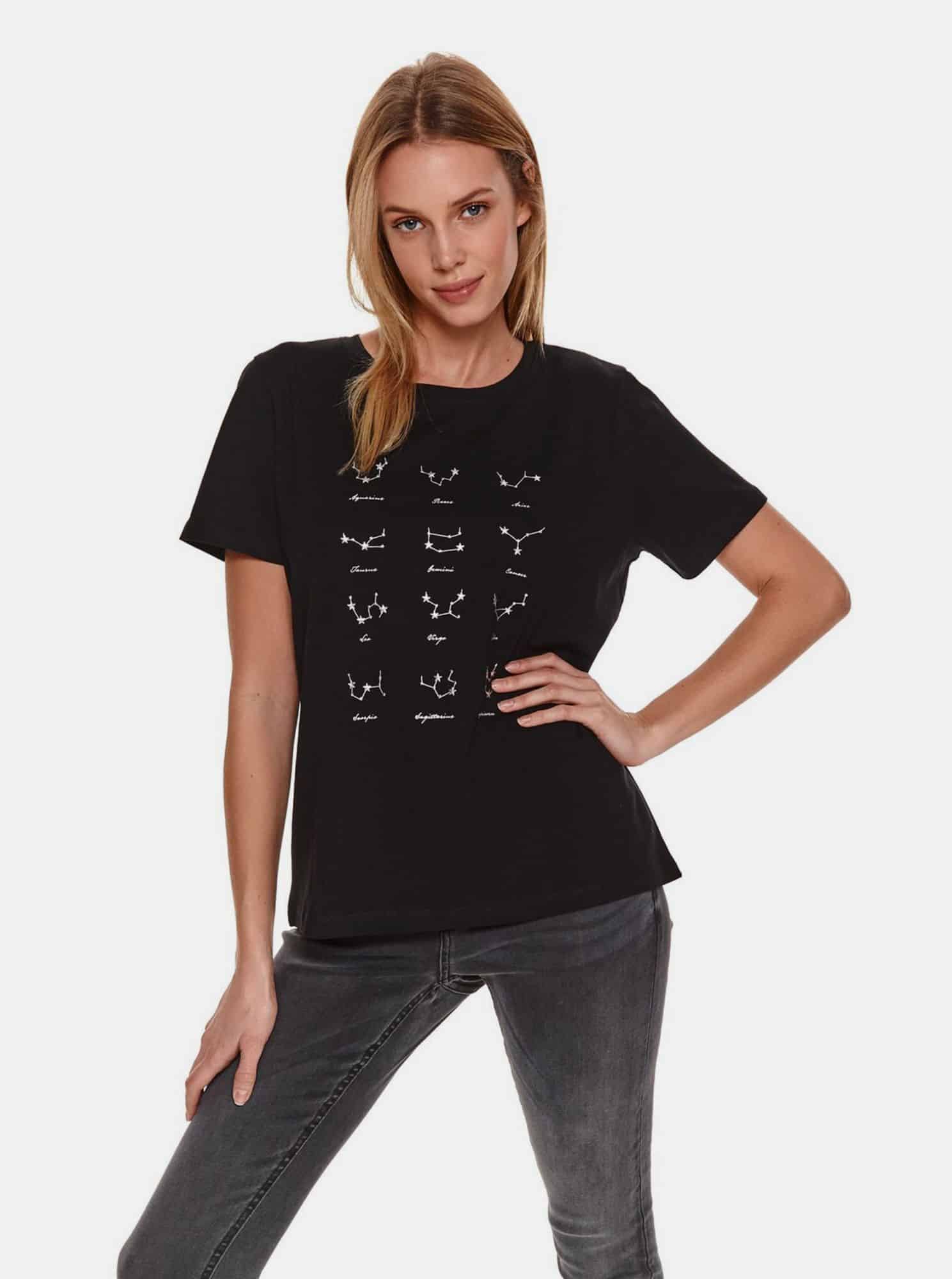 TOP SECRET černé dámské tričko s potiskem