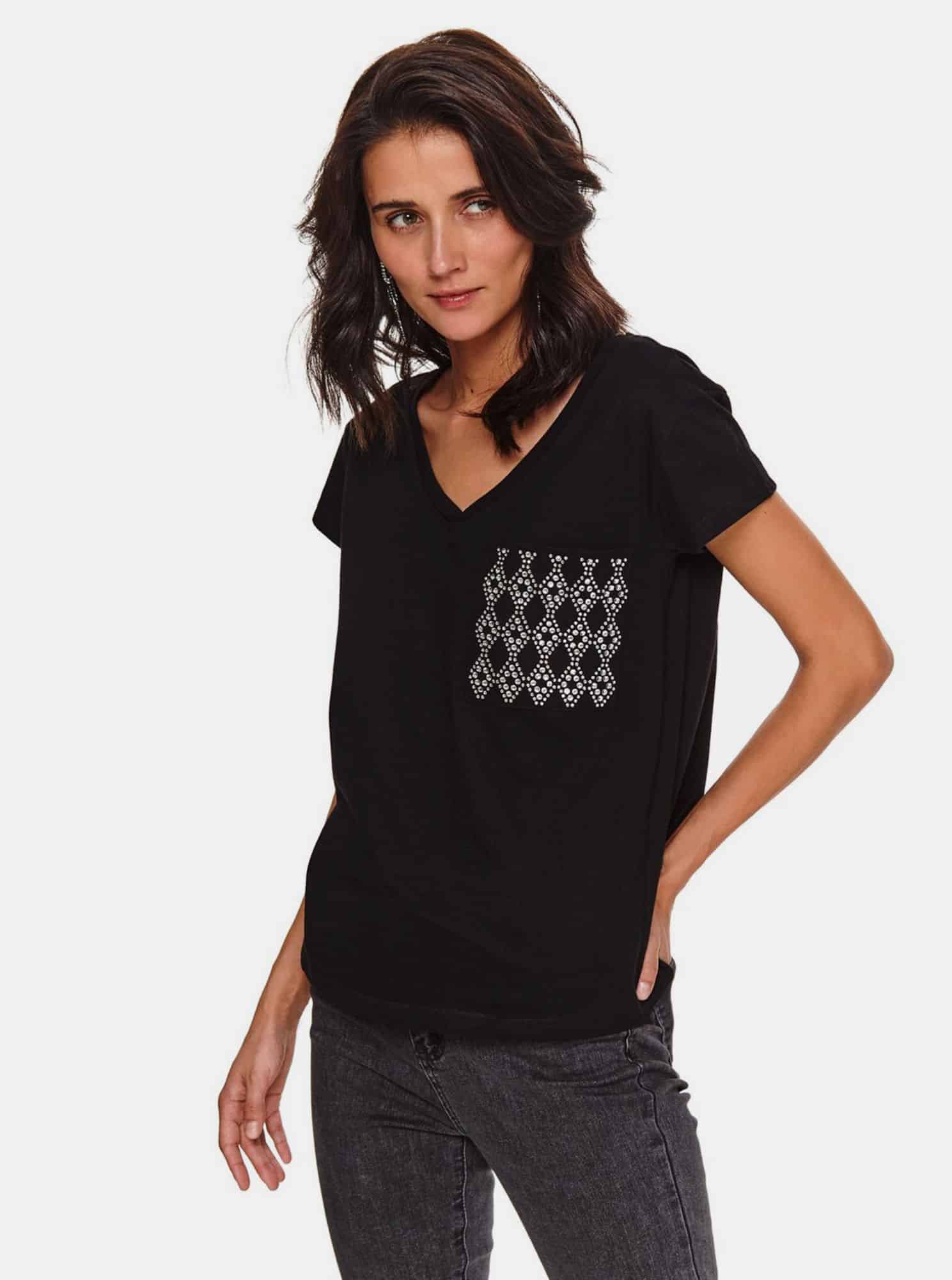 TOP SECRET černé dámské tričko s potiskem