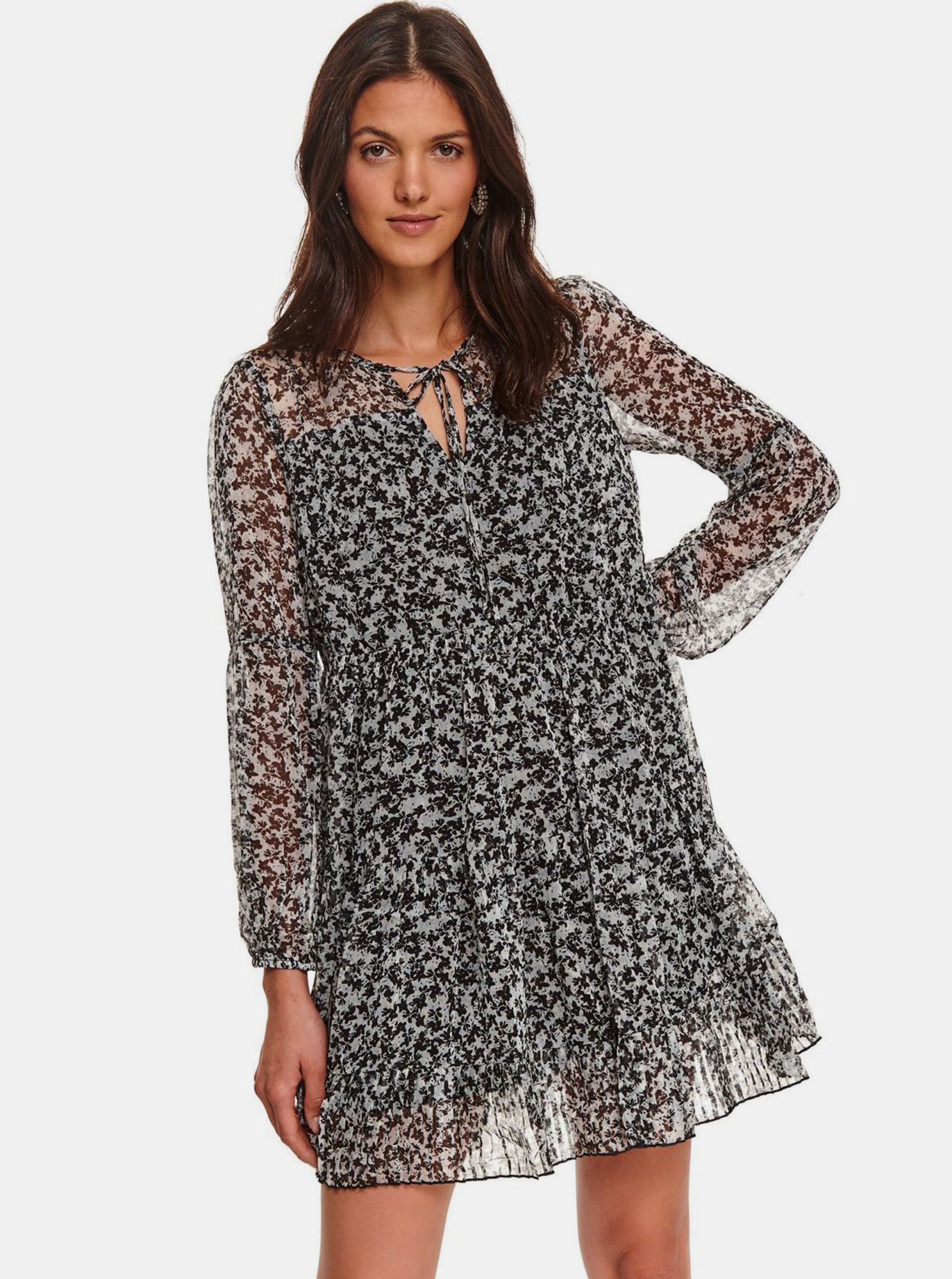 TOP SECRET černo-šedé květované šaty