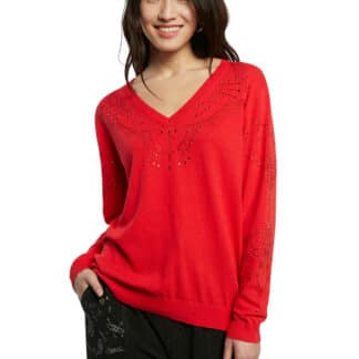 Desigual červený svetr Jers Gante