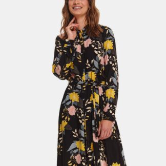 TOP SECRET černé květované košilové šaty