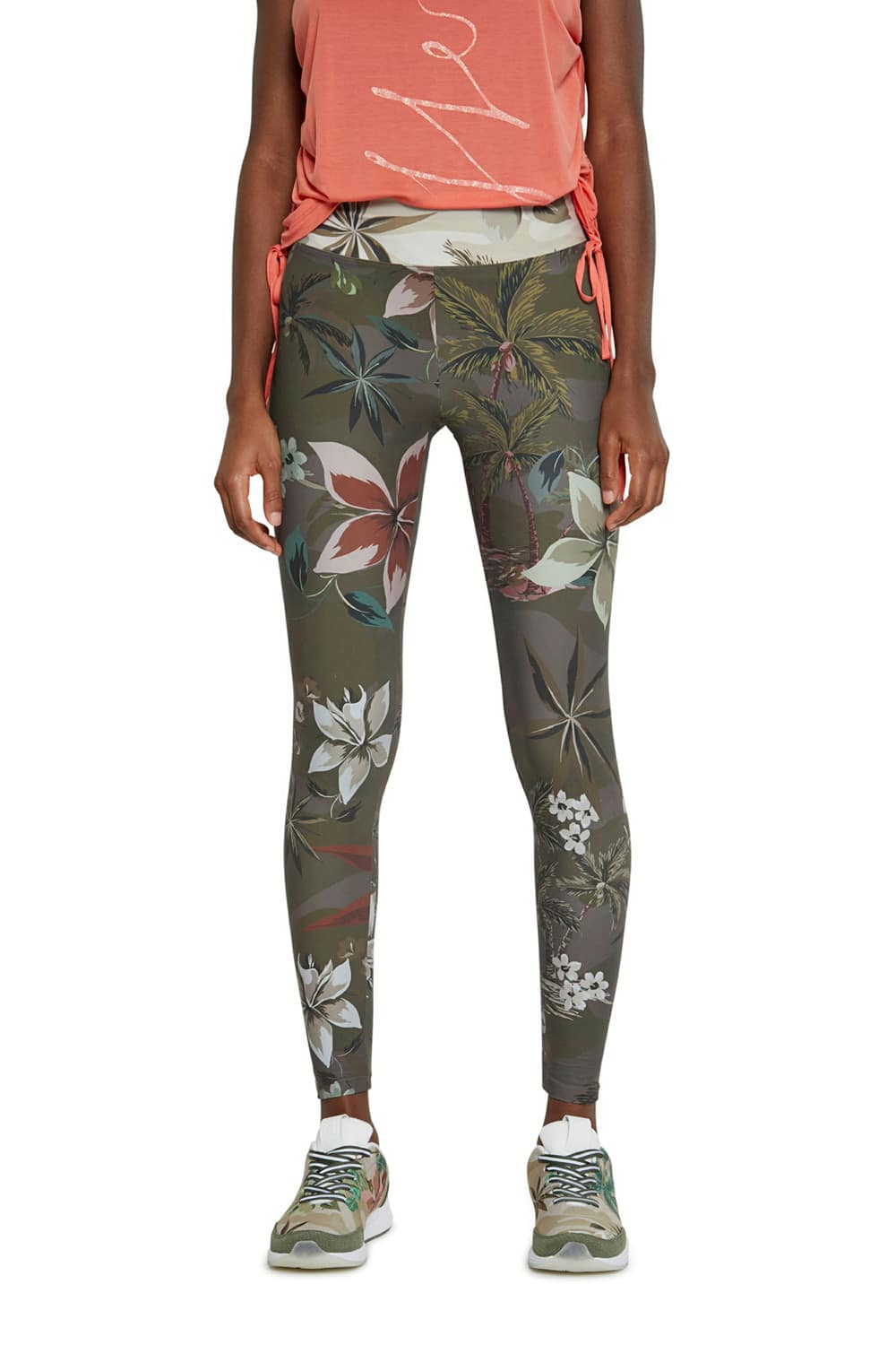 Desigual barevné sportovní legíny Legging Camoflower