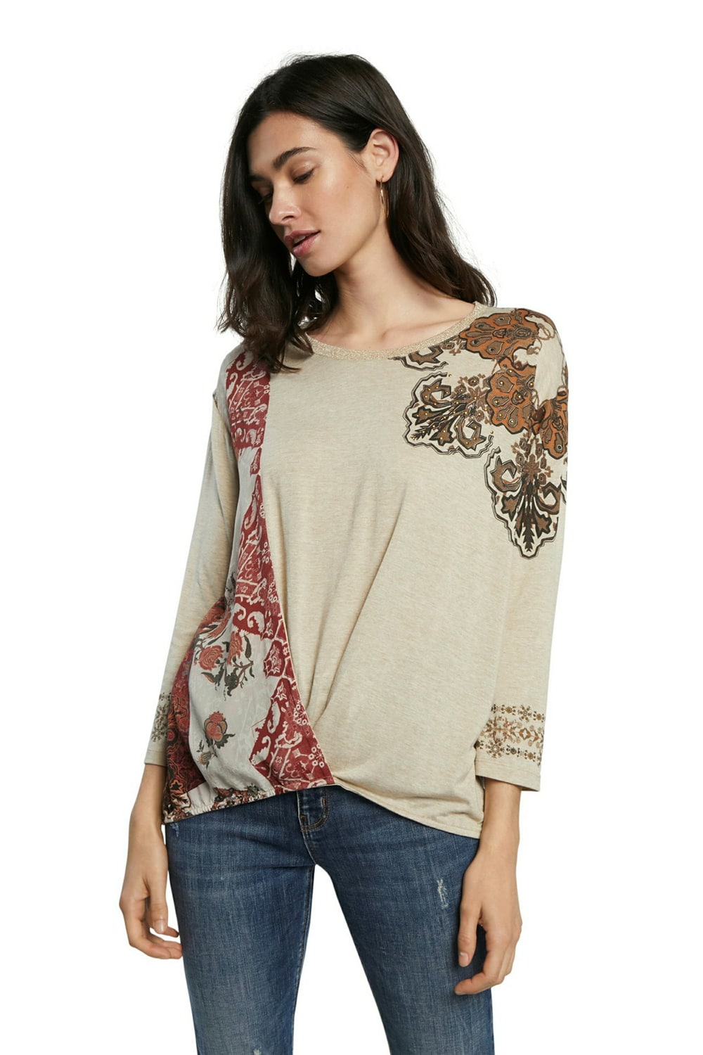 Desigual béžové tričko TS Oporto