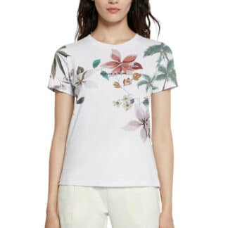 Desigual bílé tričko Tee Crossed Open Back Life