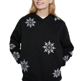 Desigual černé dámská mikina Hoodie No Zip Swiss Emboidery