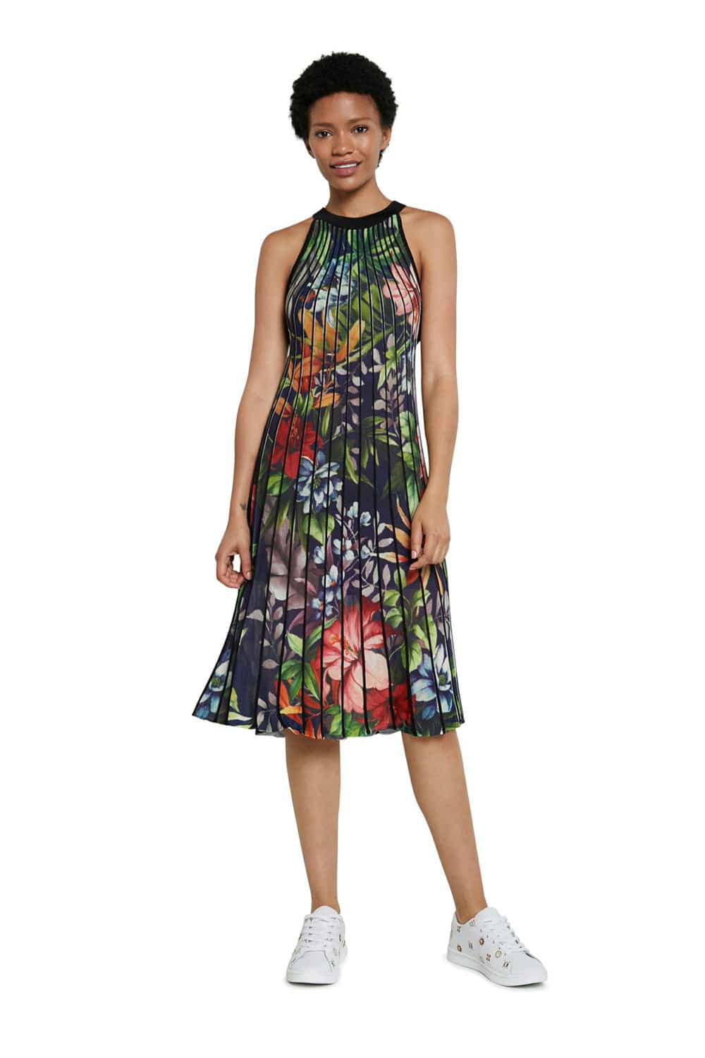 Desigual barevné plisované šaty Vest Brasil