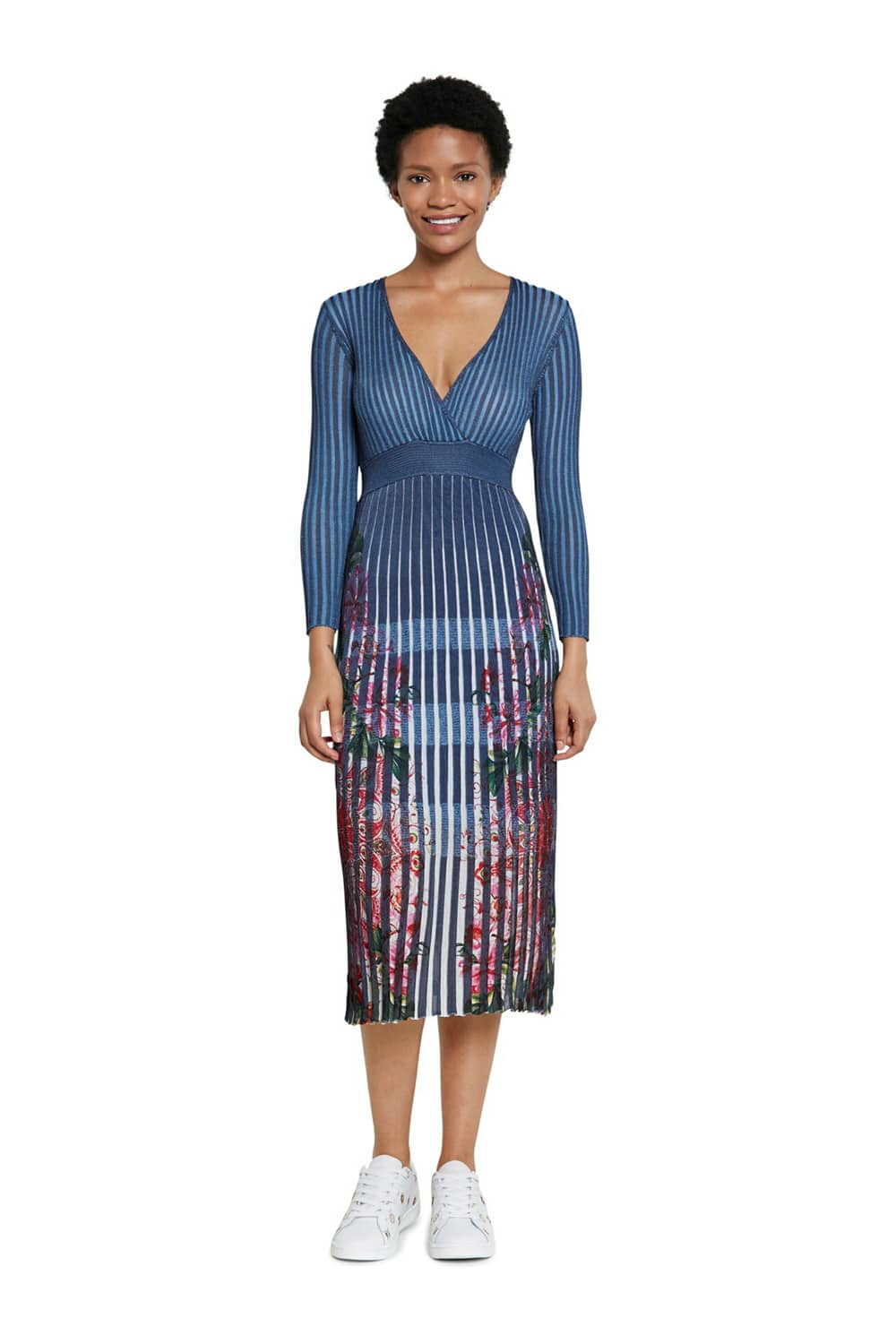 Desigual modré plisované šaty Vest Cloud