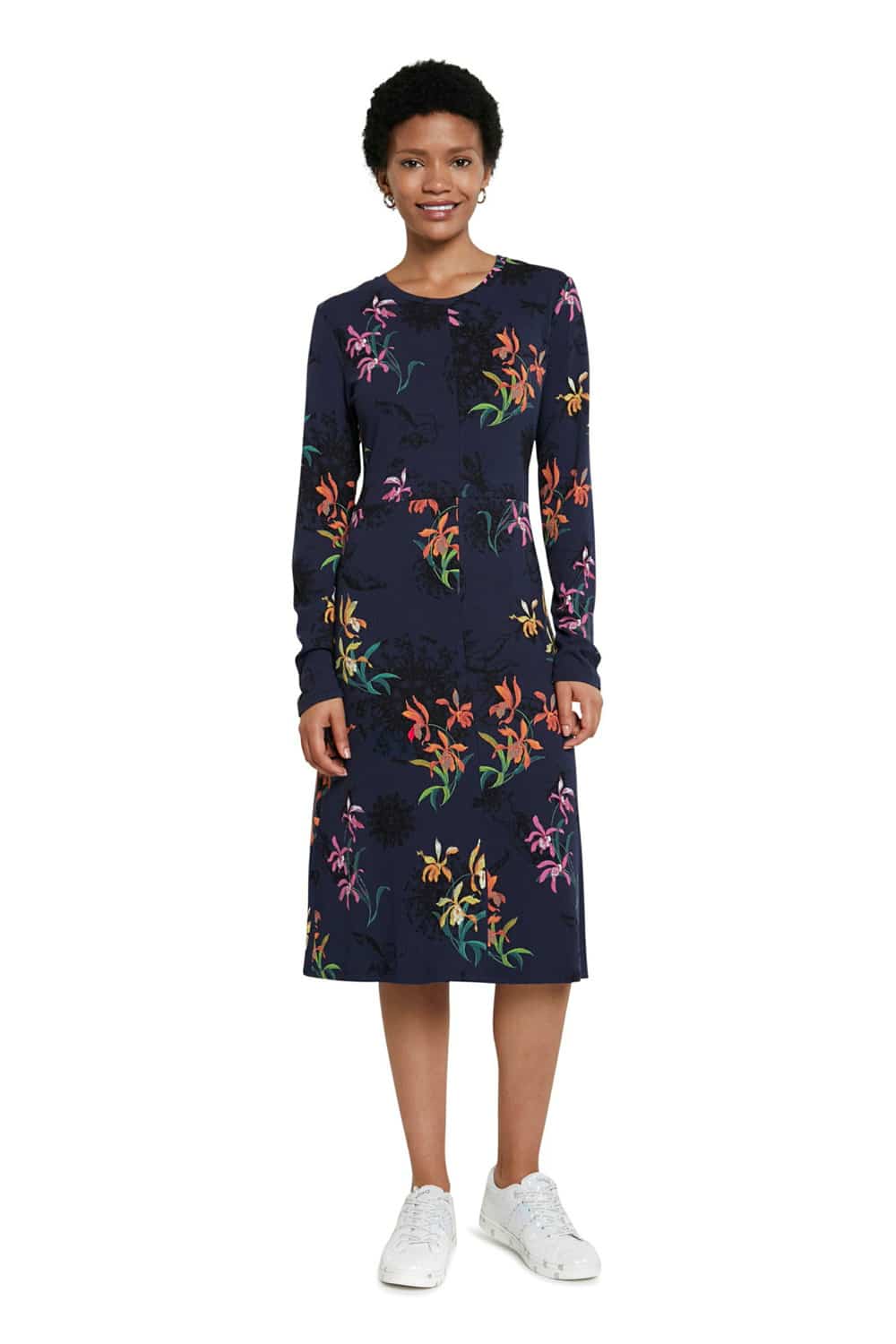 Desigual tmavě modré šaty Vest Koko s barevnými motivy