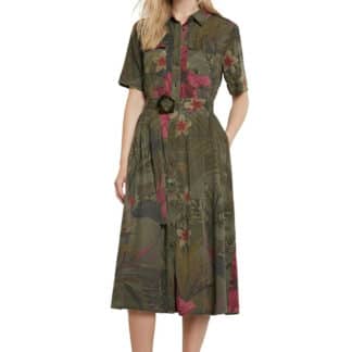 Desigual khaki košilové šaty Vest Angela