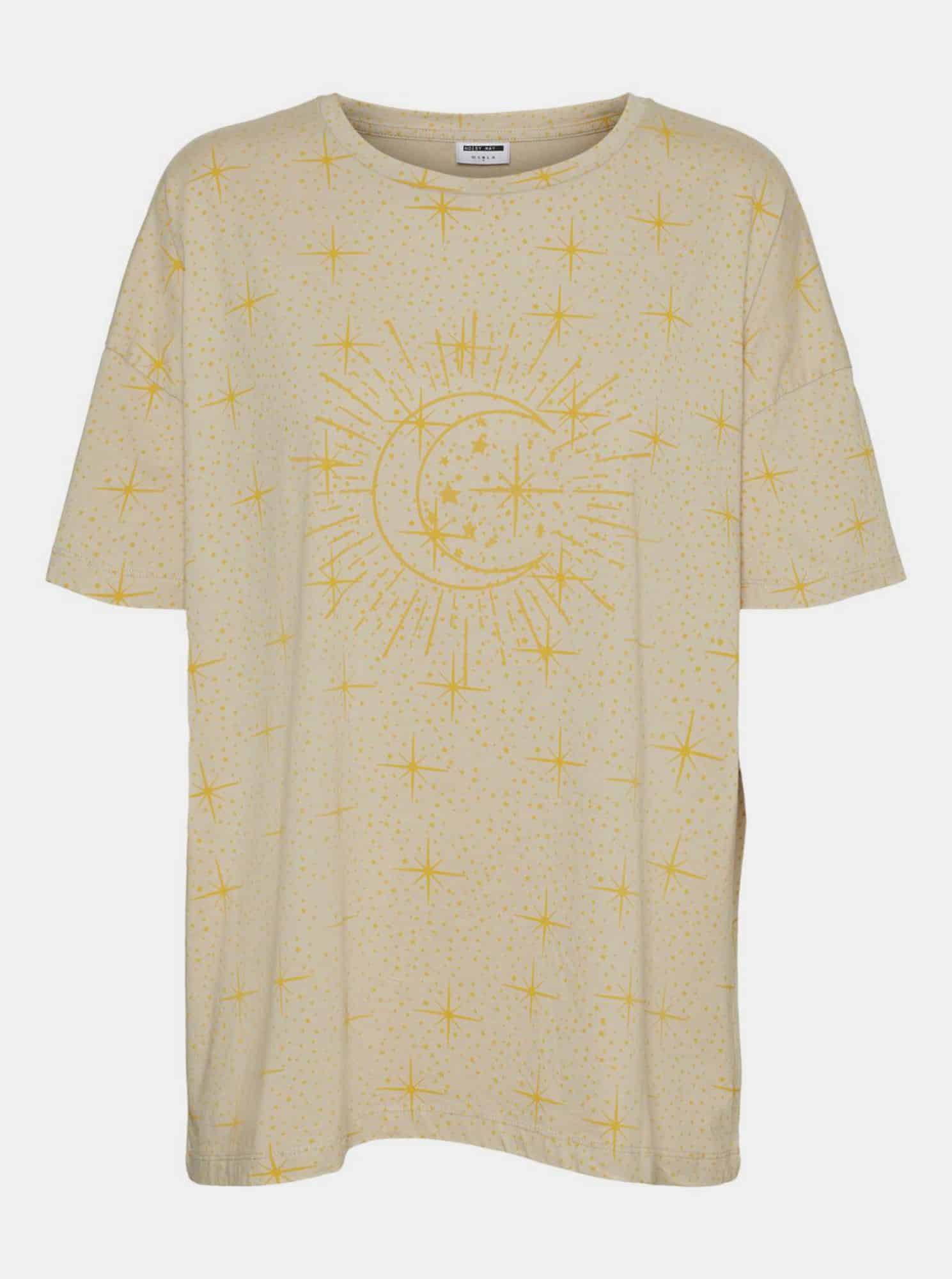 Noisy May béžové tričko Ida s potiskem