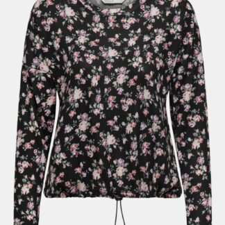 Only černá květovaná dámská mikina