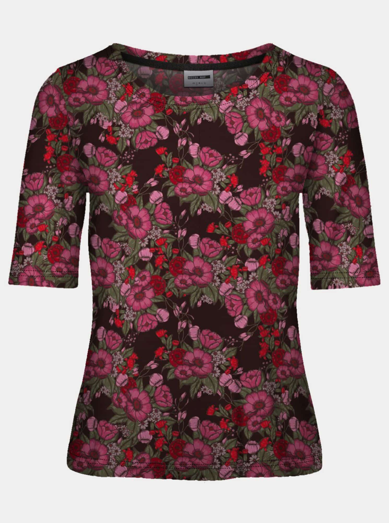 Noisy May černé tričko Sally s barevnými motivy