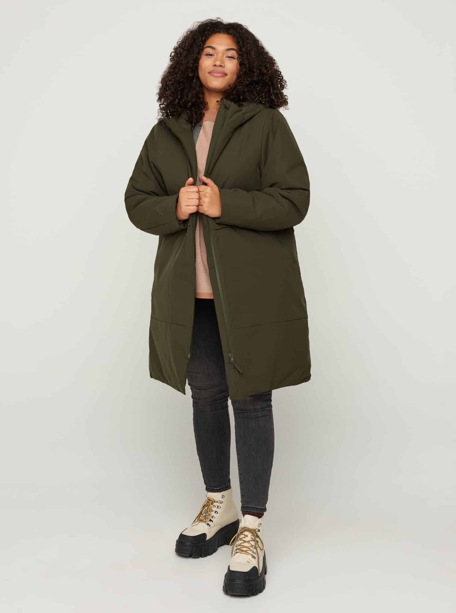 Zizzi khaki zimní kabát