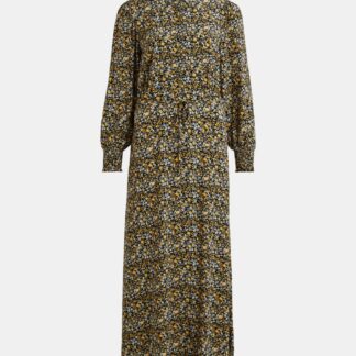 Vila zelené košilové maxi šaty s barevnými motivy