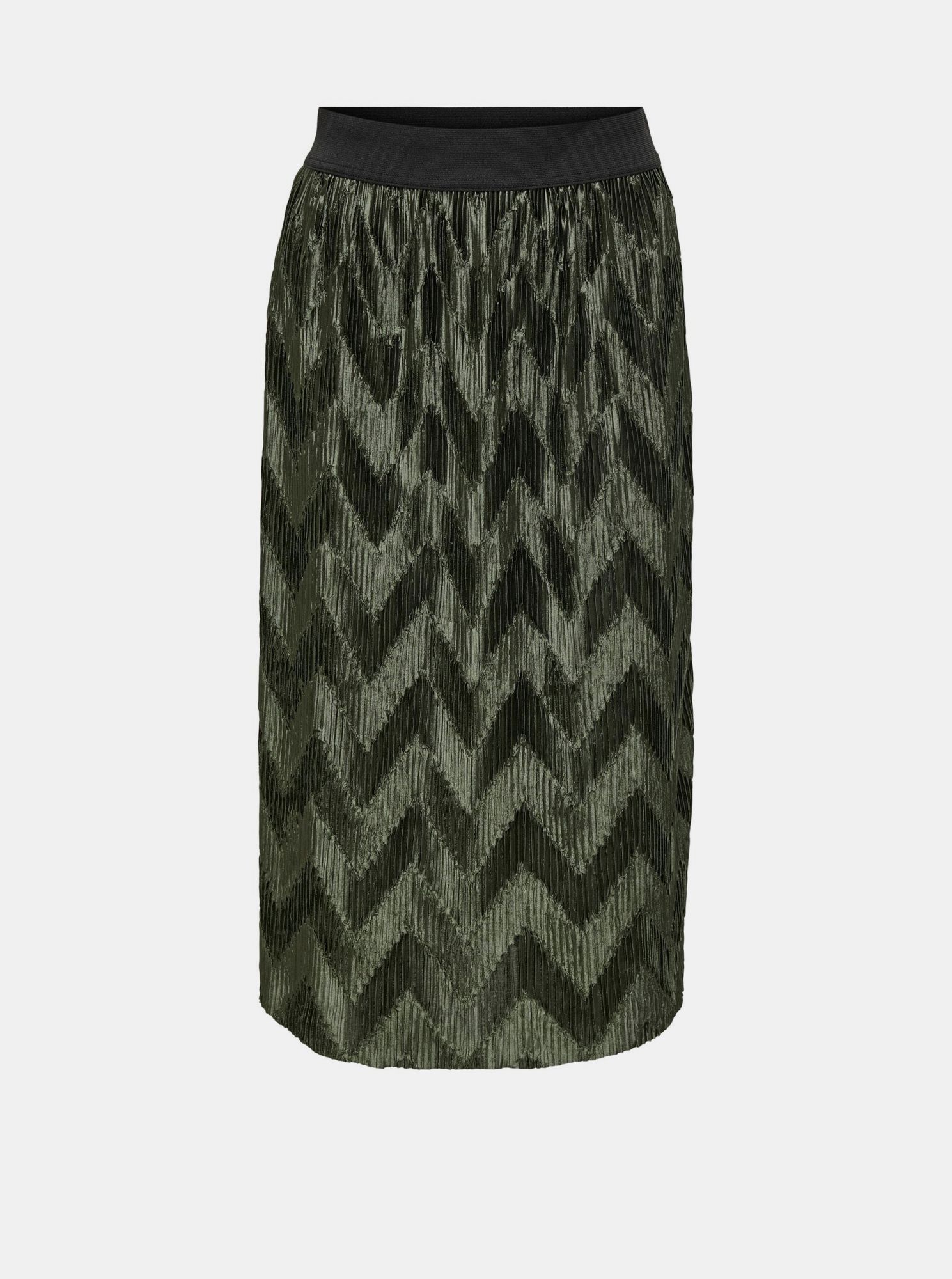 Jacqueline de Yong khaki plisovaná sukně ke kolenům